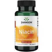 Swanson B-Vitamin Niacin Supplement, Supports Heart Health, Metabolism & Healthy Lipid Levels, 250 Tablets, 100 mg