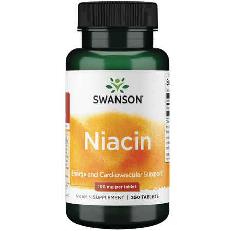 Swanson B-Vitamin Niacin Supplement, Supports Heart Health, Metabolism & Healthy Lipid Levels, 250 Tablets, 100 mg
