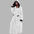 thumbnail image 6 of LangJing Mens Plush Hooded Robes Full Length Fleece Hooded Bathrobe Thick Warm Cozy Bath Shower Robe Absorbent Quick Dry Outdoor White,S, 6 of 6