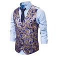 thumbnail image 3 of APEXFWDT Mens Print Dress Vest Slim Fit Single Breasted Button Down Formal Waistcoat V Neck Suit Vest for Festival Party, 3 of 4