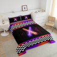 thumbnail image 4 of Erosebridal Teens Sports Bedding Full Comforter Set, Lightsaber Down Comforter, Racing Checkered Decor, Microfiber 3pcs, 4 of 8