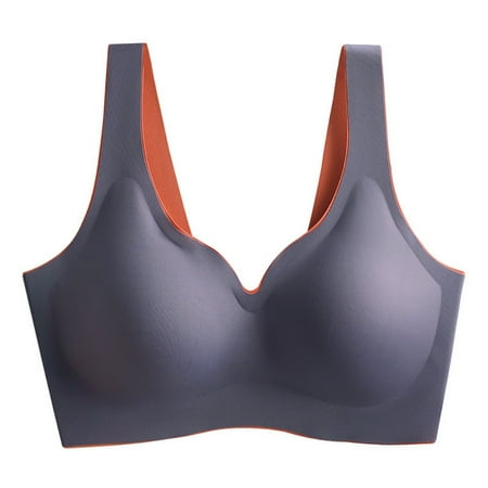 

Seamless Underwear Women Beautiful No Ssteel Ring Thin Section Bras Solid Color Gather Sports Bra Gray L