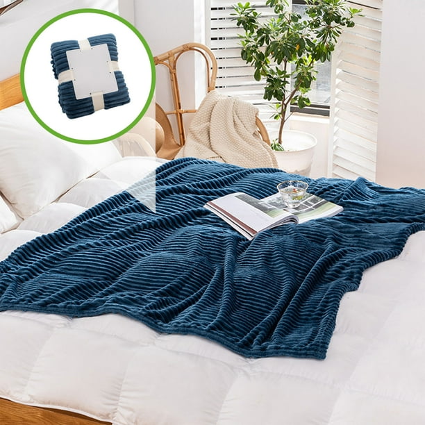 Manta polar suave y gruesa de 100 x 150 cm | Manta cálida y afelpada para la siesta, ideal para camas y sofás | Acogedora tela a rayas en beige, rosa, amarillo, azul, gris, naranja, verde y negro |