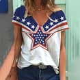 thumbnail image 2 of Xihbxyly Womens Plus Size Tops Summer Short Sleeve T-Shirt Casual Loose V Neck Tee Shirts July 4 Shirts for Women Independence Day Tops # Next Day Delivery Dresses for Women #2, 2 of 6