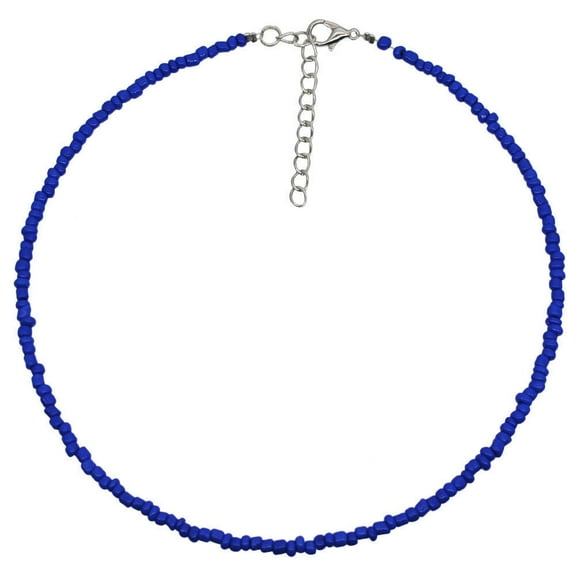 XmhyTop-A Rice Bead Necklace Bohemian Beaded Choker with Accents 1 Piece Boho Fashion Jewelry-Dark Blue