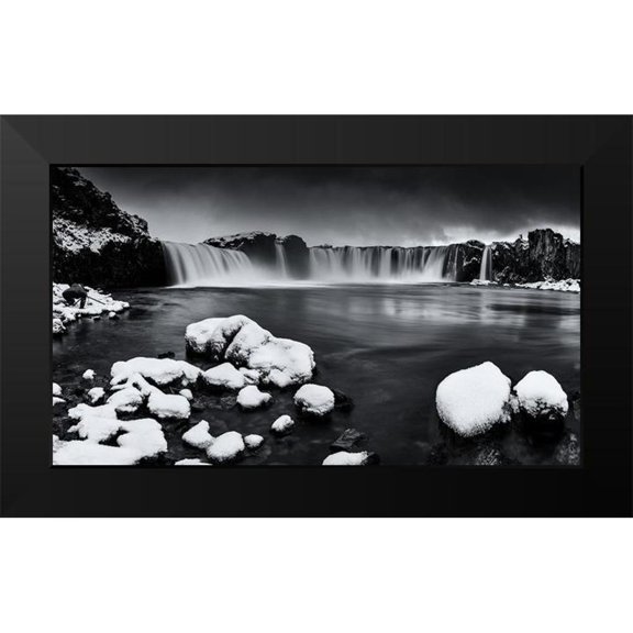 Ding, Sunny 14x10 Black Modern Framed Museum Art Print Titled - Godafoss Panorama