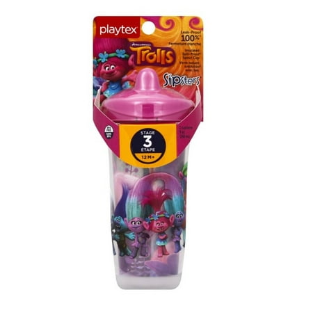 Playtex Trolls Sipsters Insulated Spill Proof Spout Cup, Stage 3, 12M+, 9