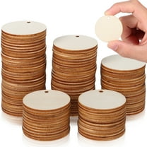 REACHISE 100Pcs 4cm Wooden Circles with Hole for DIY Crafts and Decorations