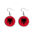thumbnail image 1 of Albania National Flag Europe Country Ear Dangle Silver Drop Earring Jewelry Woman, 1 of 3