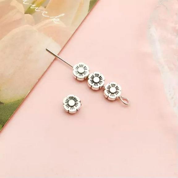 U8MO 30pcs Antique silver Spacer Bead Loose Beads For Handmade Bracelet Necklace-2# 6mm