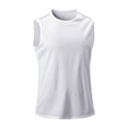 thumbnail image 4 of Men'S Solid Color Sleeveless Tank Top Breathable Mesh Athletic Shirt With Reflective Stripes For Running Workout Gym And Daily Training Activities Tank,White,XL, 4 of 5