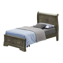 Glory Furniture Louis Phillipe King Storage Bed in Gray Color