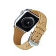 thumbnail image 4 of Bands Compatible with Apple Watch Band 38mm 40mm 41mm, Argyle Engraved Genuine Leather Wristband Starp for iWatch SE SE2 Series 9 8 7 6 5 4 3 2 1 Women Men,Khaki, 4 of 8