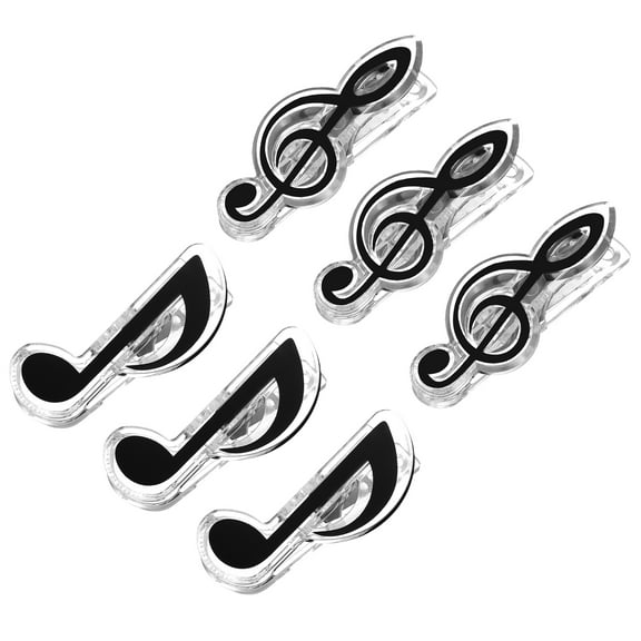 Uxcell 6pcs Black Sheet Music Book Clip Page Holder Note Clef for Instruments Piano Keyboard Stand Stationery Supplies