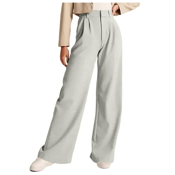 Hauaitttt Womens Casual Wide Leg Dress Pants High Waist Tailored Button Down Trousers with Pockets Windbreaker Pants Women Business Casual for Women Pants Womens Pants Straight Leg Women Line Pants