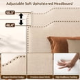 thumbnail image 4 of Pingliang Home Queen Size Bed Frame with Adjustable Headboard, Rivet Decoration Upholstered Headboard, Easy to Assemble, Noise Free,Beige, 4 of 9