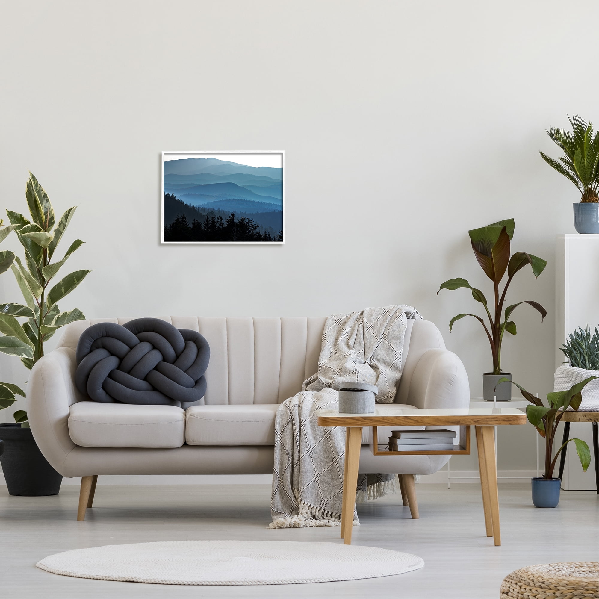 Stupell Blue Layered Mountain Peaks Landscape Photography White Framed Art Print Wall Art