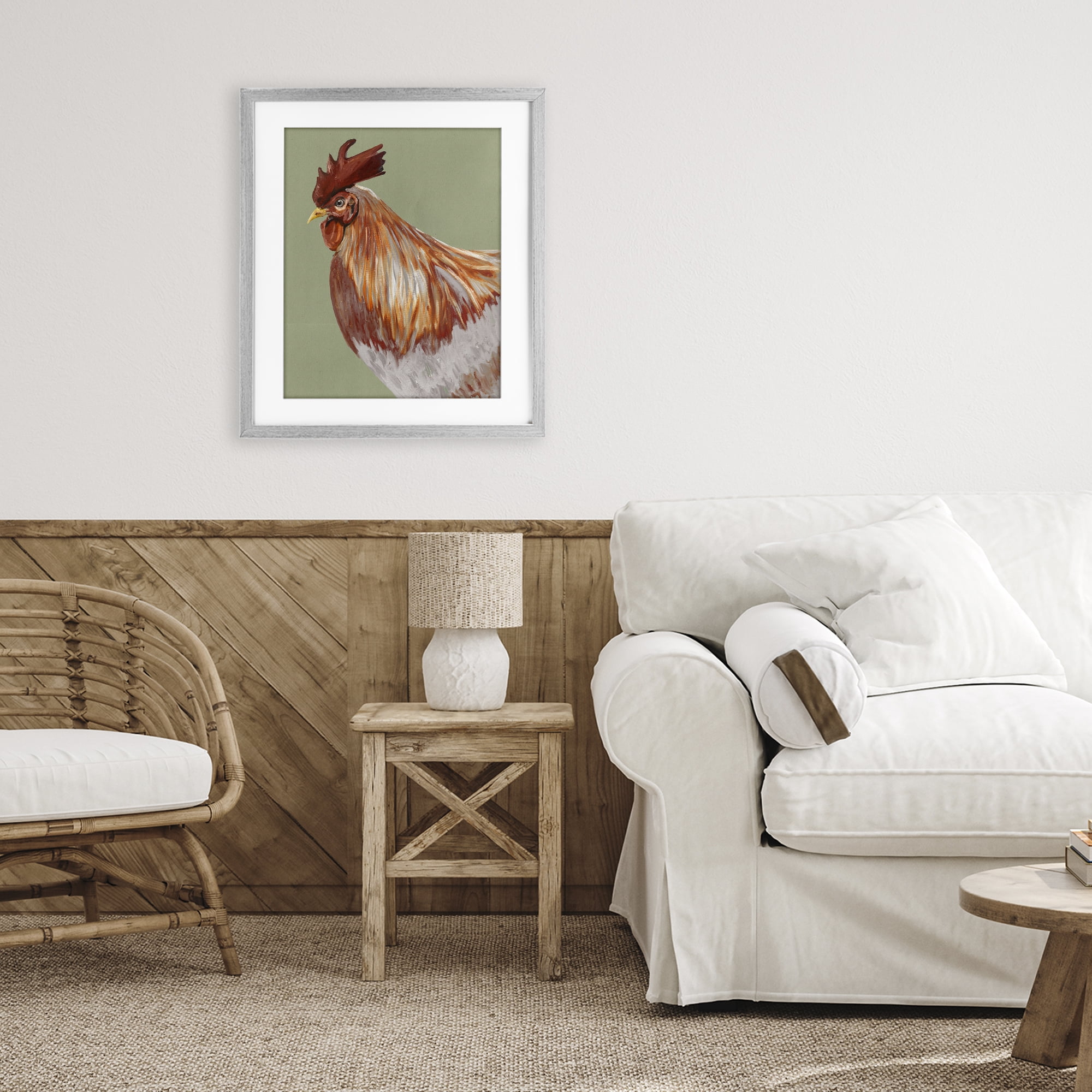 Stupell Industries Gallant Rooster Portrait Gray Framed Print Under Glass, design by Andy Beauchamp