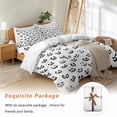 thumbnail image 7 of Halloween Bedding Duvet Cover Set Full Size 4 Pieces White Black Ghost Pumpkin Horror Expression Bedding Set with Zipper Closure, 1 Comforter Cover 86x86 Inches 1 Flat Sheet & 2 Pillow Cases, 7 of 7