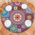 thumbnail image 2 of 44in Round Tablecloth with Elastic Edge, Waterproof Fitted Table Cover for 36-44" Tables, Boho Theme Polyester Reusable Table Cloths Wipe Clean for Picnic, Dining, Outdoor Use and Party Decor, 2 of 7
