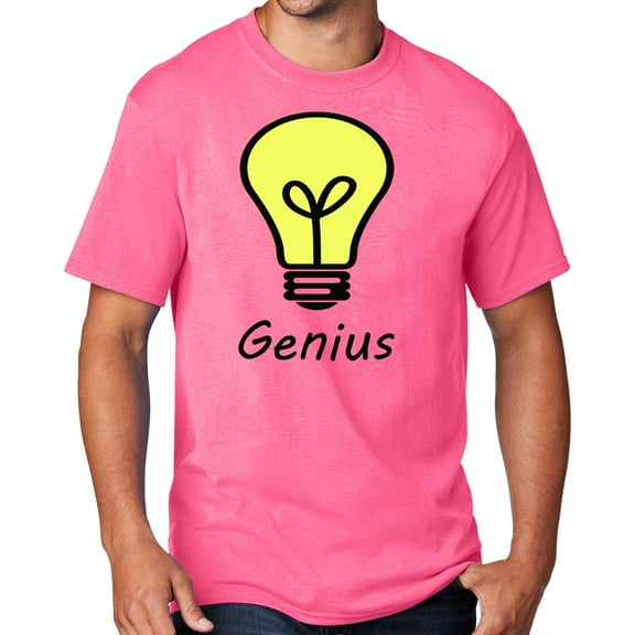 Men's Genius Lightbulb T-shirt, Small Neon Pink