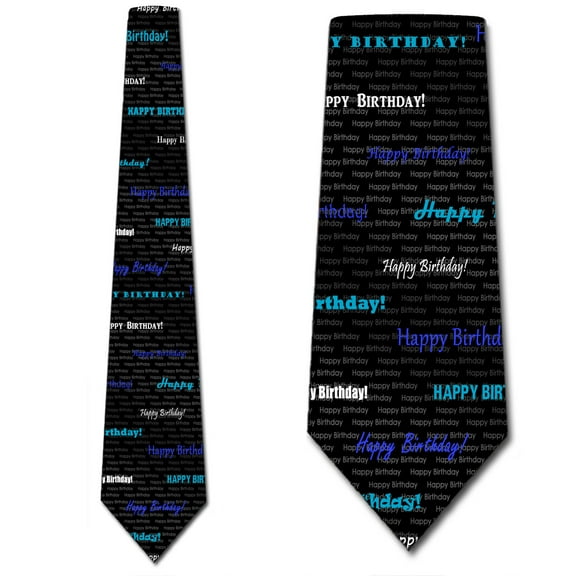 Happy Birthday - Blue Necktie Mens Tie by Three Rooker