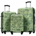 thumbnail image 3 of GDF Studio 3-Piece Hardshell Luggage Set, PC Lightweight Spinner Suitcase with TSA Lock, Summer Floral Pattern, Green, 3 of 15