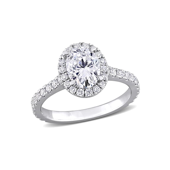 1.97 Carat (Ctw VS1-VS2, G-H) Lab-Grown Oval Diamond Halo Engagement Ring in 14K White Gold for Women