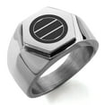 thumbnail image 1 of Stainless Steel Miura Samurai Crest Engraved Hexagon Crest Flat Top Biker Style Polished Ring, 1 of 1