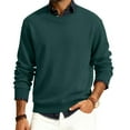 thumbnail image 2 of Men's Round Neck Long Sleeve Ribbed Knit Pullover, Sweater for Fall Winter, Casual Comfort and Versatile Layering Piece,Dark Green,2XL, 2 of 7