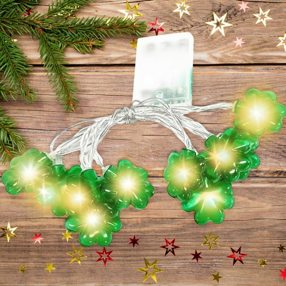 St. Patrick's Day LED String Lights, 5.4ft 10 Green Shamrock Lights Battery Operated, IP64 Waterproof for Indoor Outdoor Party Decor, Irish Theme Wedding, Patio, Garden & Holiday Decoration