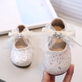 thumbnail image 2 of Viluyesy Girls Princess Bow Dress Shoes - Sparkly Rhinestone Flats Rubber Soft Sole School Party Wedding Gold Size 8.5 M, 2 of 7