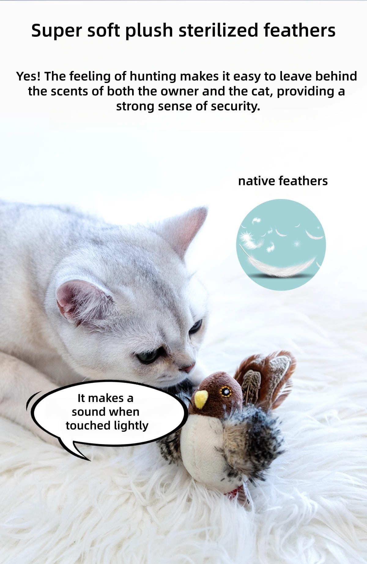 Realistic Sound Cat Teaser Toy, Simulated Interactive Chew Stick Wand, Durable Play Accessory Encouraging Activity Training Biting Entertainment Companion