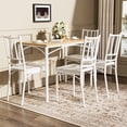 thumbnail image 2 of PORKISS 5-Piece Small Space Dining Set, 1 Table and 4 Chairs, Wood and Steel, Dining Table Set for 4 with Comfortable PU Seats, Natural+White, 2 of 10