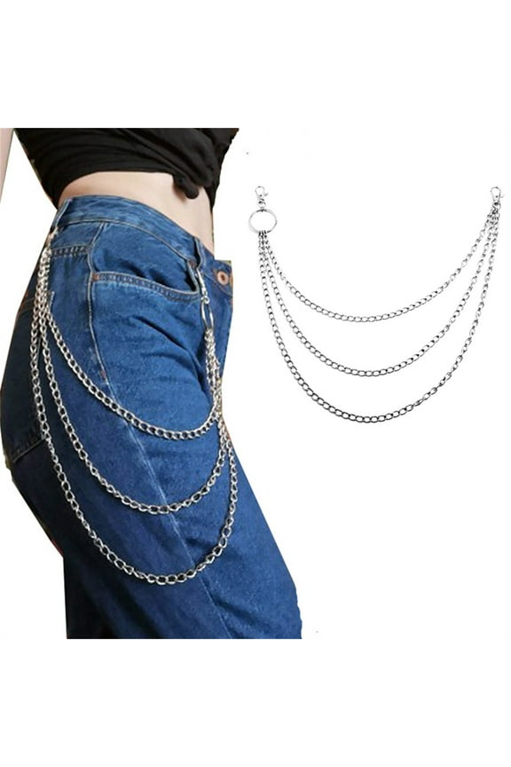 3Pcs Metal Waist Chains for Women and Men, Adjustable Hip Hop Punk Belt Chains with Lobster Clasp for Jeans, Dresses, Pants, Gothic Rock Fashion Jewelry Accessories