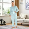 thumbnail image 5 of IAUYY Unisex Adult Onesie Pajamas Ultra-Soft Crystal-Soft Fabric, Halloween Adult Onesie Pajamas Adults,With a Zipper Plus Size Onesie Pajamas, Minimalist Light Blue, 5 of 7