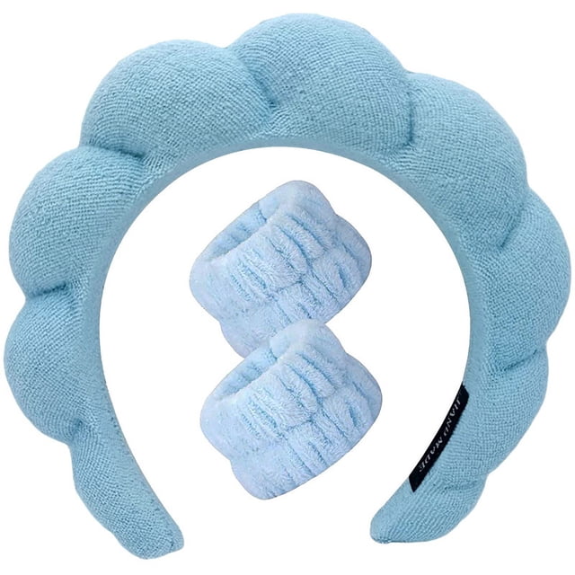 Conjunto combinado de banda para el cabello con banda para la muñeca lavable de vellón coral y banda para el cabello con giro tipo spa, accesorios para el cabello