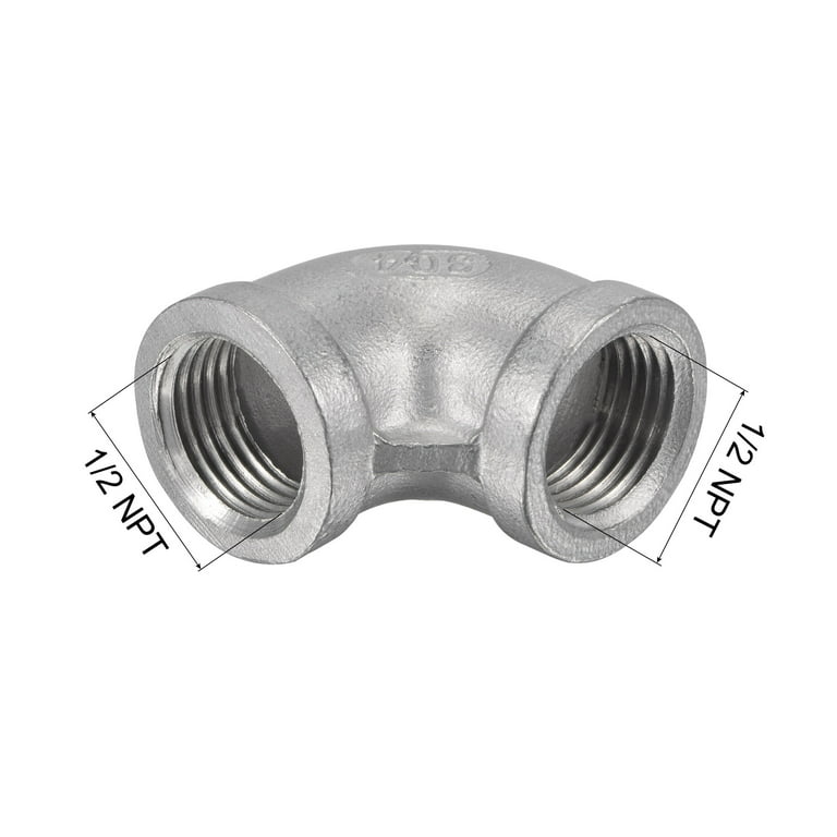 Uxcell 1/2 NPT Female Thread 90 Degree Elbow Pipe Fitting 304 Stainless  Steel 2 Count 
