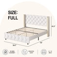 thumbnail image 6 of 4 EVER WINNER Full Bed Frame, PU Leather Upholstered Platform Bed Frame with Diamond Tufted Headboard and Wingback, White, 6 of 7