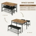 thumbnail image 5 of EastVita Dining Table Set for 4,Kitchen Table Set with Upholstered Bench & Square Stools,Metal and Wood Dining Room Table Set,Retro, 5 of 8