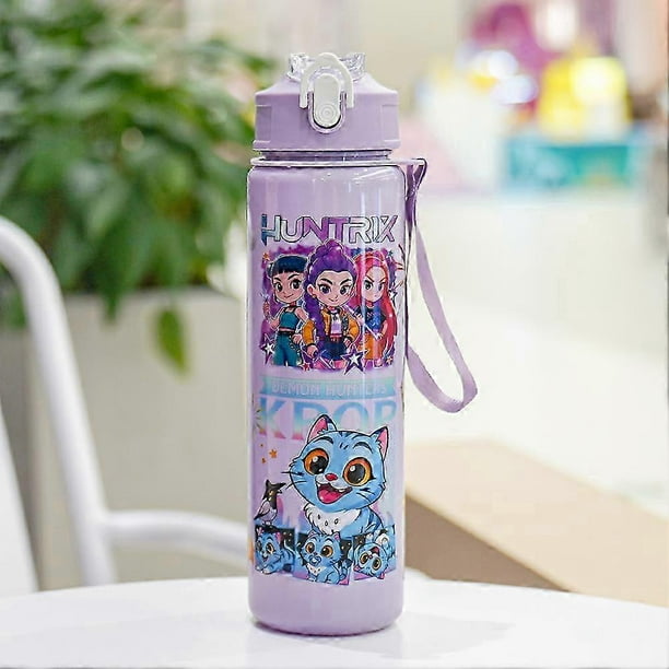 Demon Hunter Water Bottle - Cute Cartoon Figurine with Straw, Trendy Portable Cup for Fans