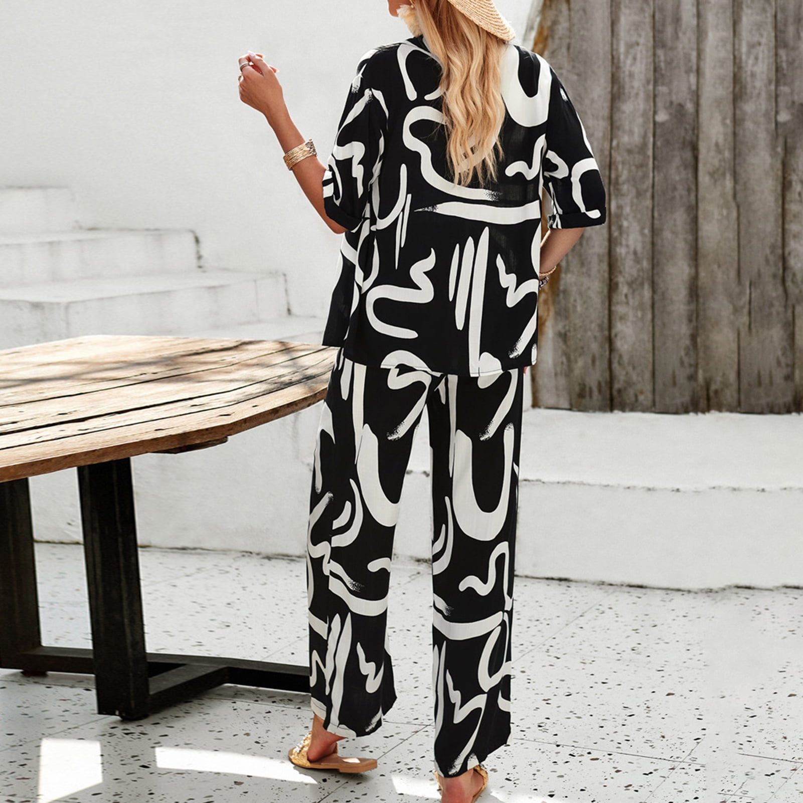 Deporte En Casa Conjunto De Algodón Y Lino Para Mujer Blusa