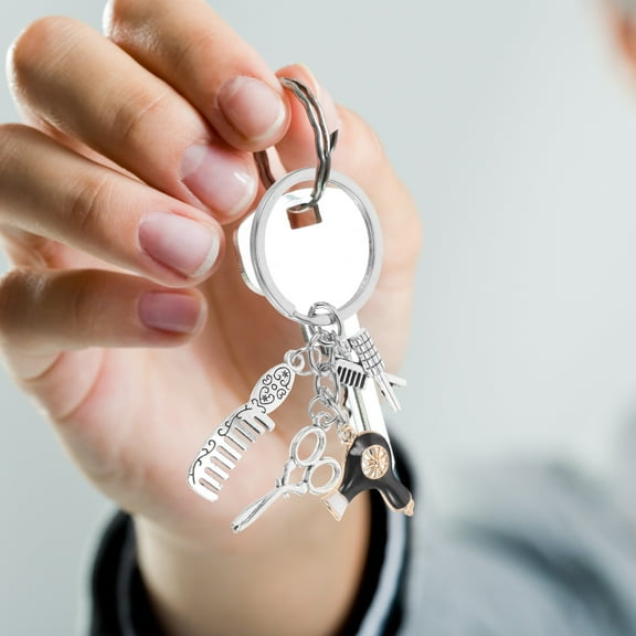 OUNONA Hairdresser Keychain With Scissor Comb Hair Dryer Charms Backpacks Handbag Purse Bag Pendant For Salon Owner Or Hair Stylist Presents