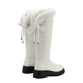 thumbnail image 6 of Knee High Snow Boots for Women Platform Lug Sole Long Booties Winter Warm Plush Strappy Mid Calf Dress Boots White Size 6.5, 6 of 6