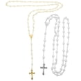 thumbnail image 2 of KAKOWELY 2 collares con colgante de cruz, cadena de perlas, collares con cruz, cadenas con cruz, collares con cruz, 2 of 5