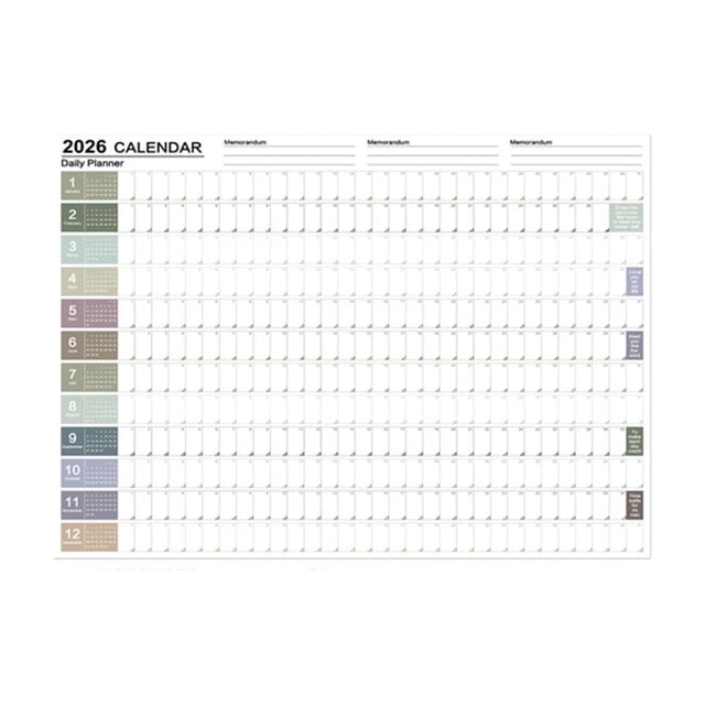 Tauxra 2026 Large Wall Calendar 12 Month Yearly Planner With Stickers Academic Organizer For Home Office Classroom