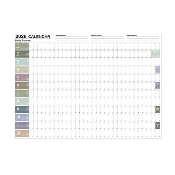Calendrier Mural Anglais 2026 pour Toute l'Année, Grand Format avec Affichage de la Date pour la Maison et le Bureau, Admissible à l'Expédition Transfrontalière