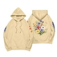 thumbnail image 4 of Women's Oversized Floral Embroidered Hoodie Cozy Red Pullover with Colorful Flower Design, Casual Wear, 4 of 4