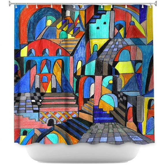 DiaNoche Designs Unique Bathroom Shower Curtains by Maeve Wright - Eschers Citidel