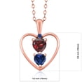 thumbnail image 2 of Gem Stone King 18K Rose Gold Plated Silver Red Garnet Pendant Necklace for Women (1.11 Cttw, Gemstone January Birthstone, Heart 5MM and 4MM, with 18 inch Silver Chain), 2 of 3